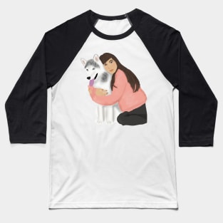 Girl hugging Husky Baseball T-Shirt